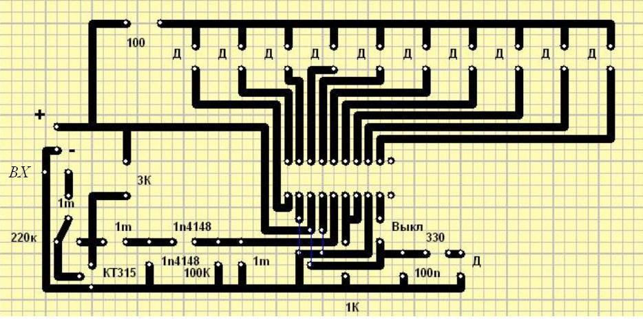 Lm3915n 1 индикатор уровня сигнала схема